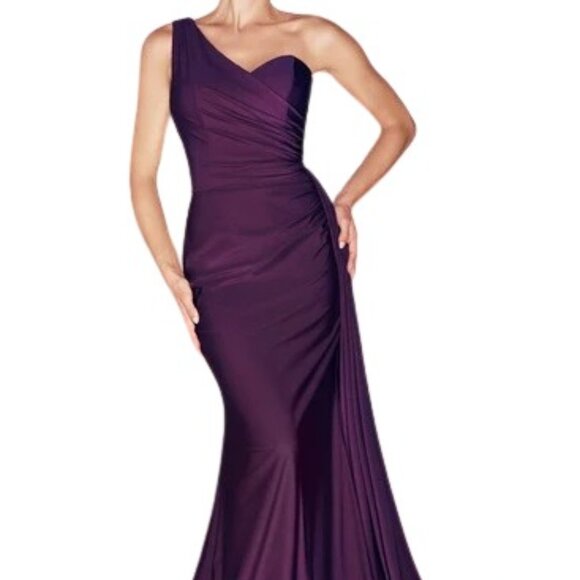 Ladivine Dresses & Skirts - NWT Ladivine PT004 One Shoulder Prom Dress Eggplant Size 6